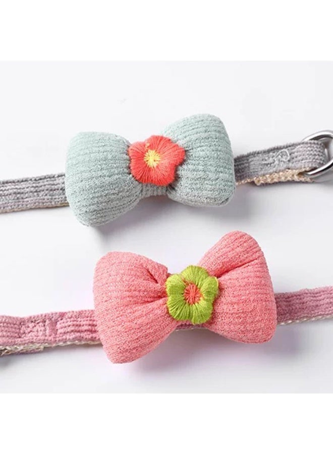 Winray 2 Pack Cute Floral Pink Bowtie Cat Collar with Bell, Soft Cotton Adjustable Collar for Cats and Kittens - Image 4